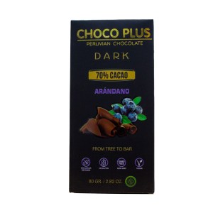 Barra Dark 70% Arándanos 70gr Chocoplus