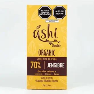 Chocolate 70% Jengibre – Barra – 70 G. – Ashi