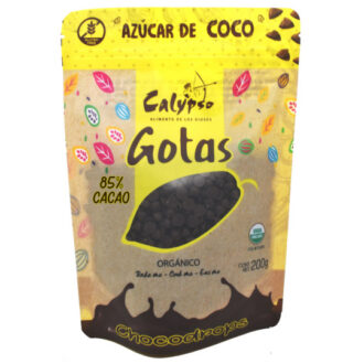 Gotas Chocolate 85% Cacao Azucar de Coco Bolsa 200 gr Calypso
